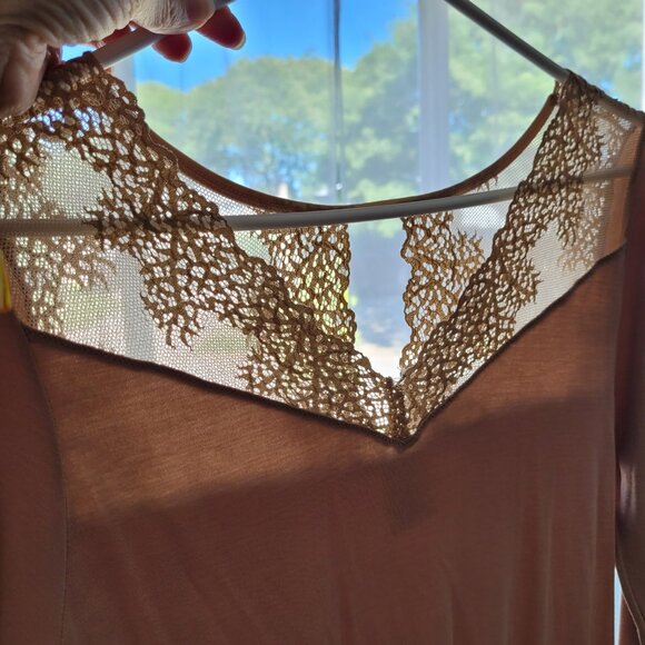 Orange Almost Naked Bamboo Lace Top Dililine Nude L/XL - Picture 9 of 16
